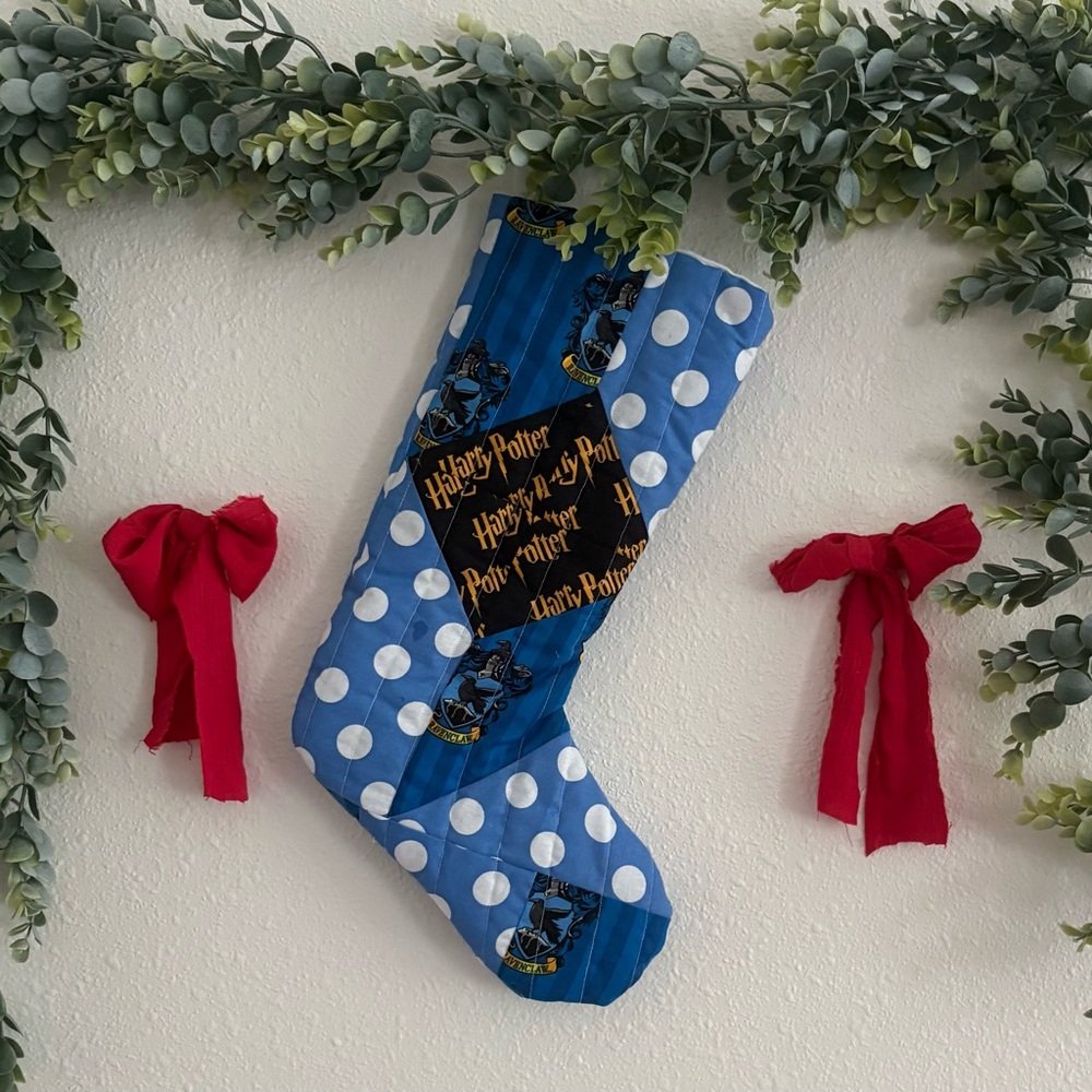 Harry Potter Ravenclaw Blue and White Polka Dot Stocking